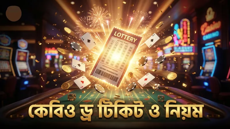 কেবিও ড্র খেলার জন্য প্রয়োজনীয় টিকিট ও নিয়মাবলী স্পষ্টভাবে দেখানো হয়েছে